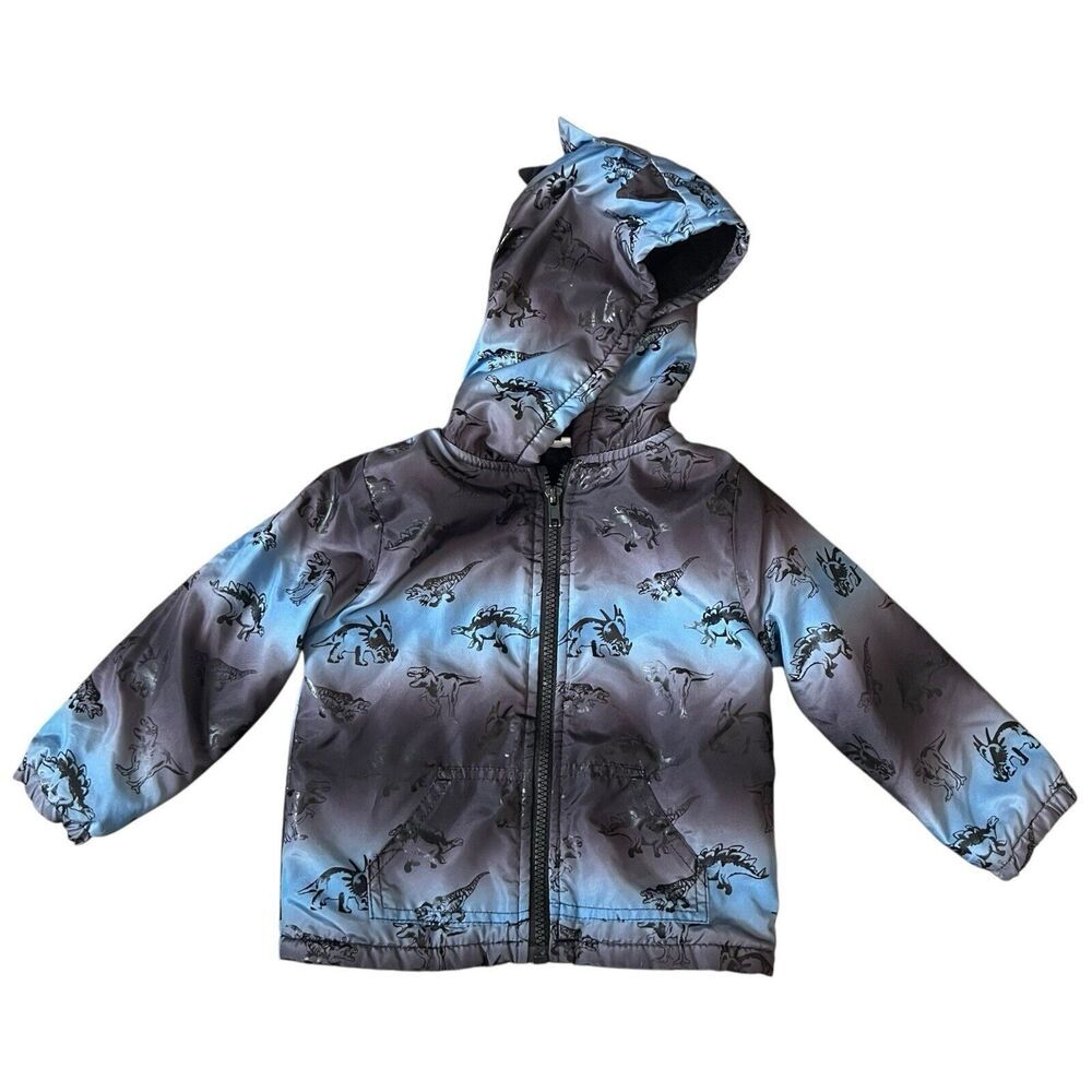 Mick Mack Jacket Boys Size 24 Months Dinosaurs Hooded Blue Gray Black
